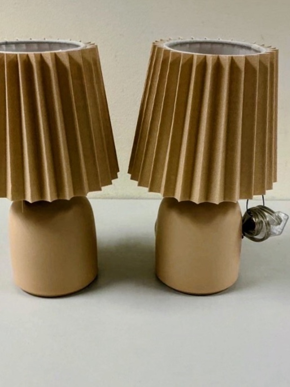 Room Essentials Tan Ceramic Table Lamp Pair with Pleated Shades